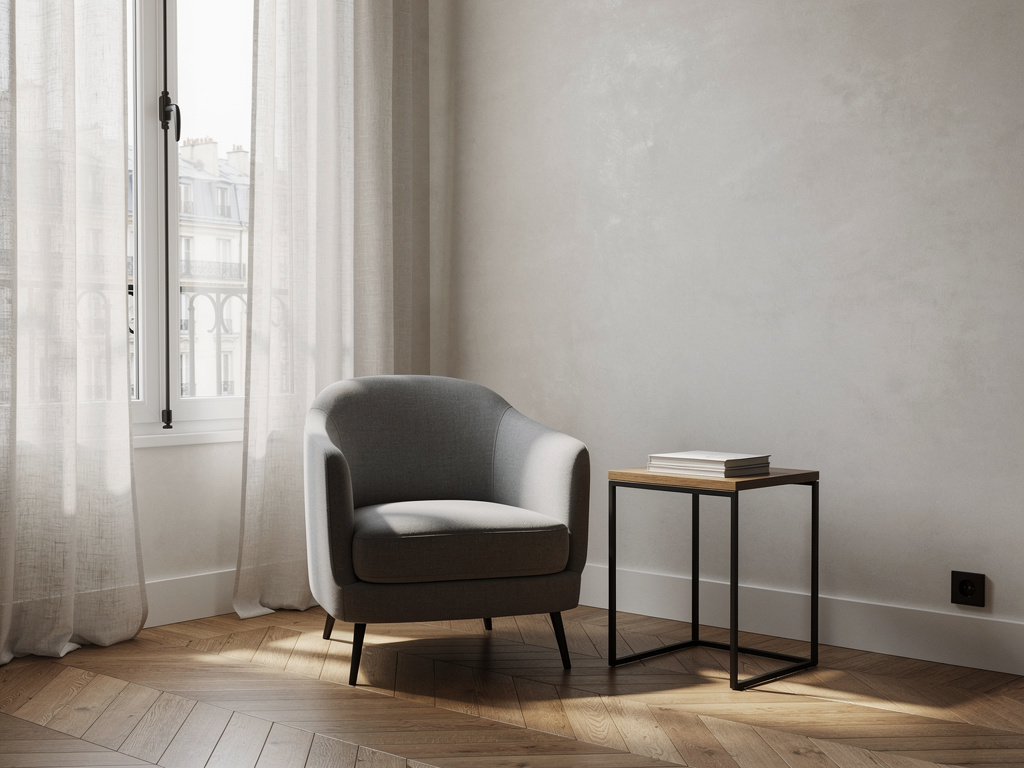 Salon du cabinet, fauteuil et lumière naturelle